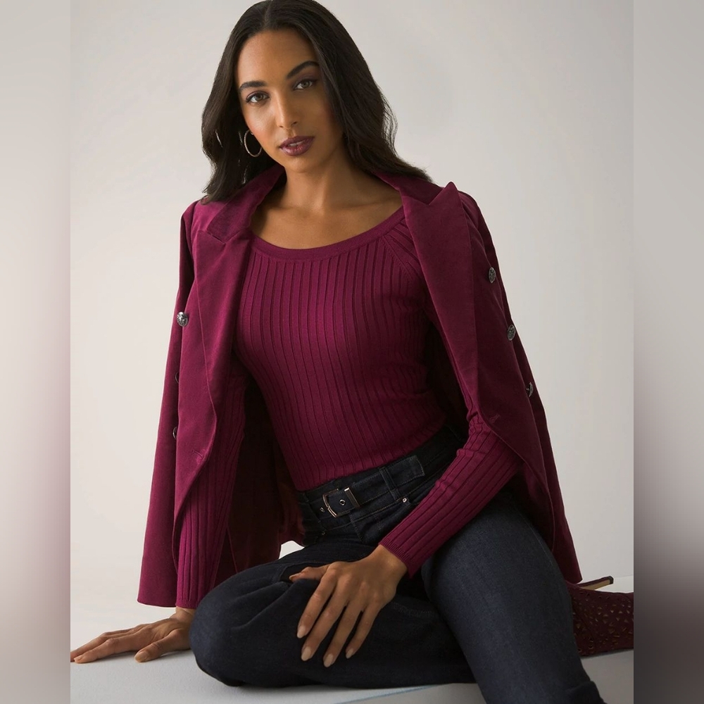 WHBM | Ribbed Bateau Neck Pullover Pinot